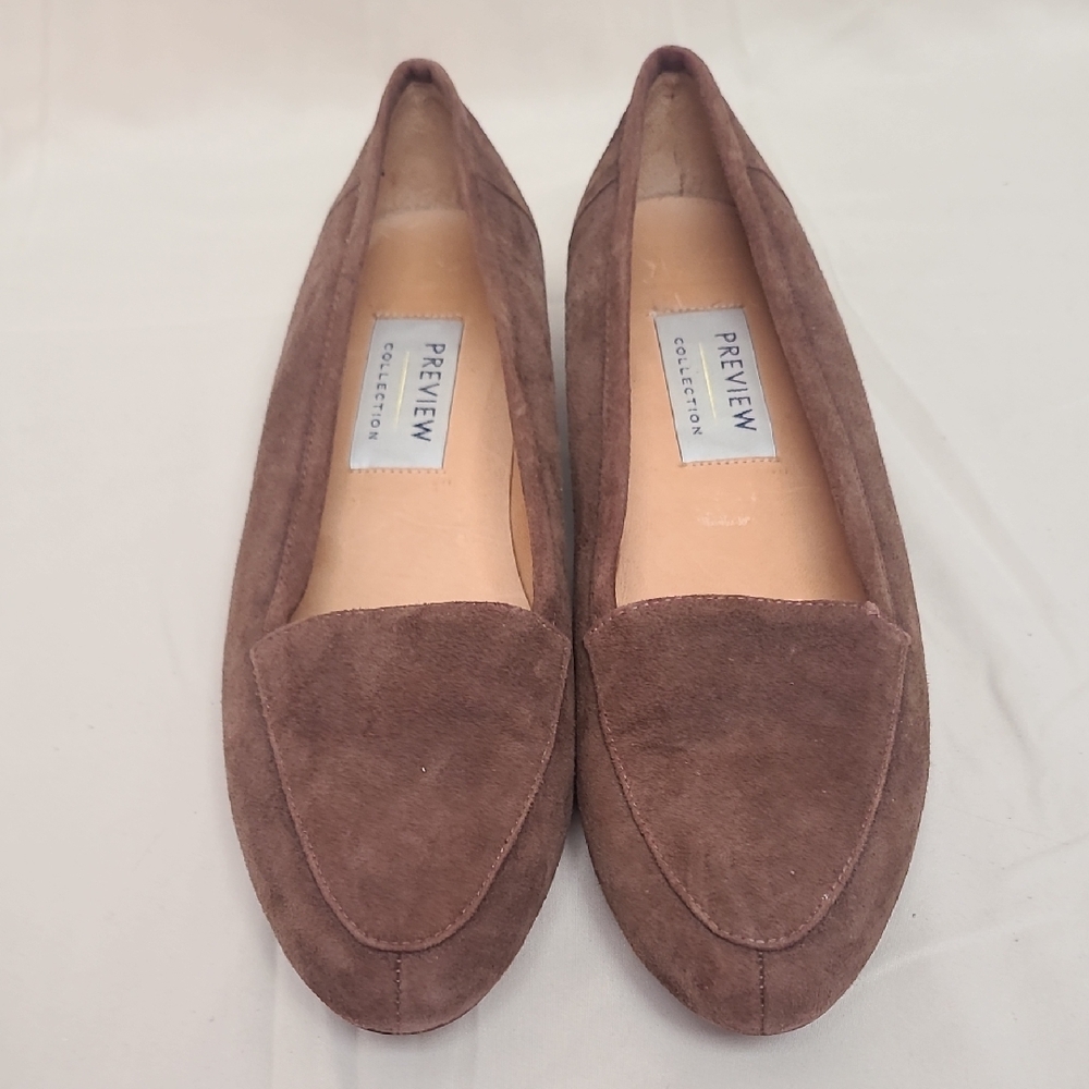 Preview Collection Womens 7N Brown Suede Loafers Moccasin Flats Narrow Shoes